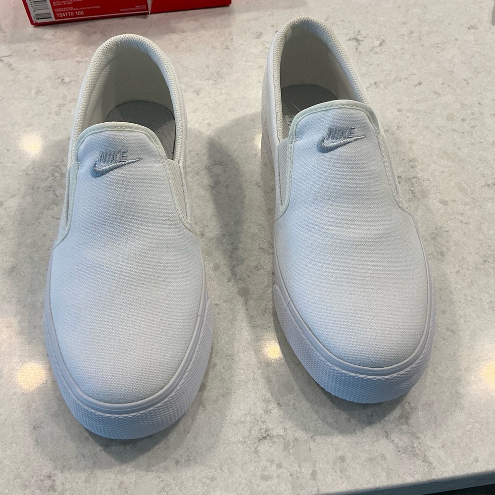 Nike White Canvas Slip-On Sneakers